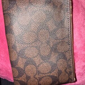 Coach Brown Signature Large Zip Wallet